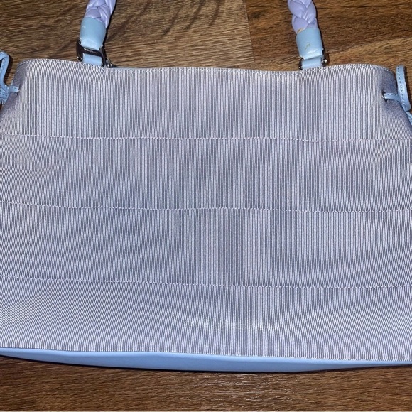 Salvatore Ferragamo Light Blue Vara Tiered Grosgrain Braided Handbag - Picture 3 of 7